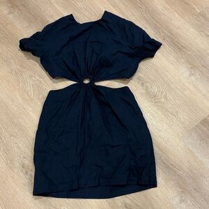 STAUD Midnight Blue Mini Dress with Waist Cut-Out